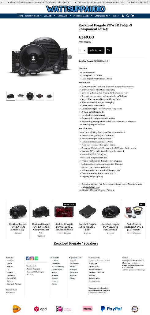 Rockford Fosgate POWER T2652-S 6.5'' Composet/speakers 16.5, Audio-design, Nieuw, Am Breilingsweg 3, 76709 Kronau, Duitsland, Ophalen of Verzenden