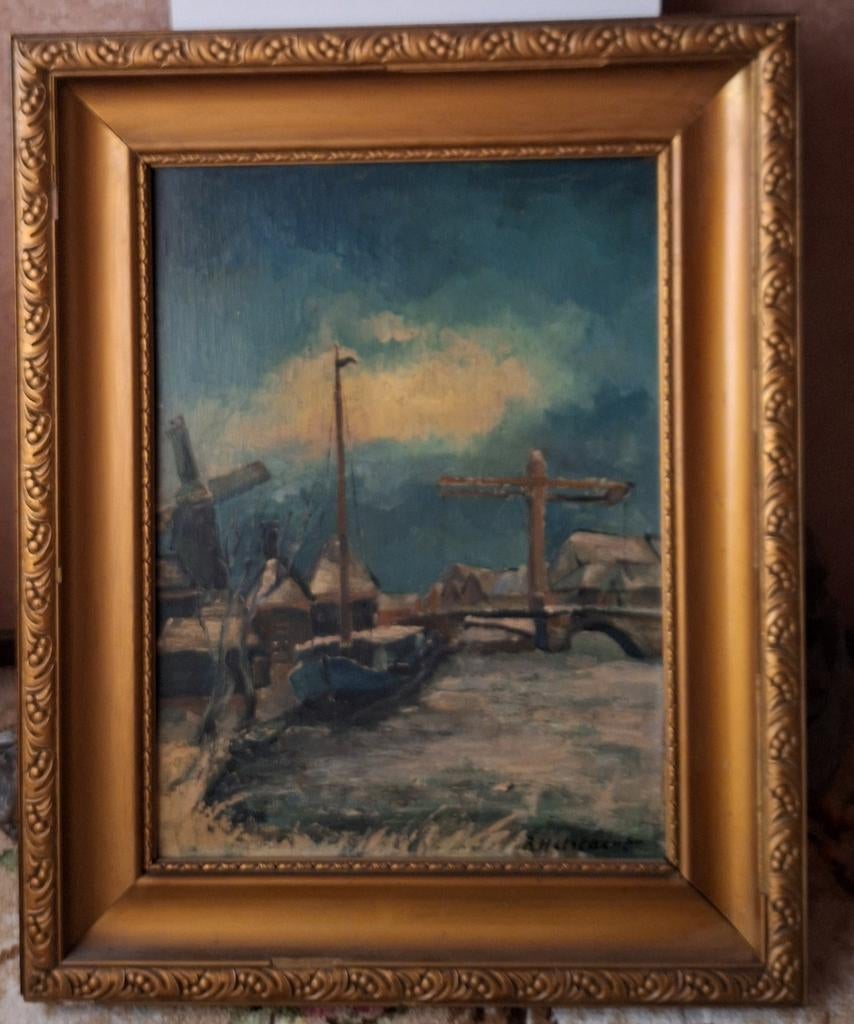 Olieverfschilderij van René Hulstaert ong 70 bij 50, Antiek en Kunst, Kunst | Schilderijen | Klassiek, Ophalen