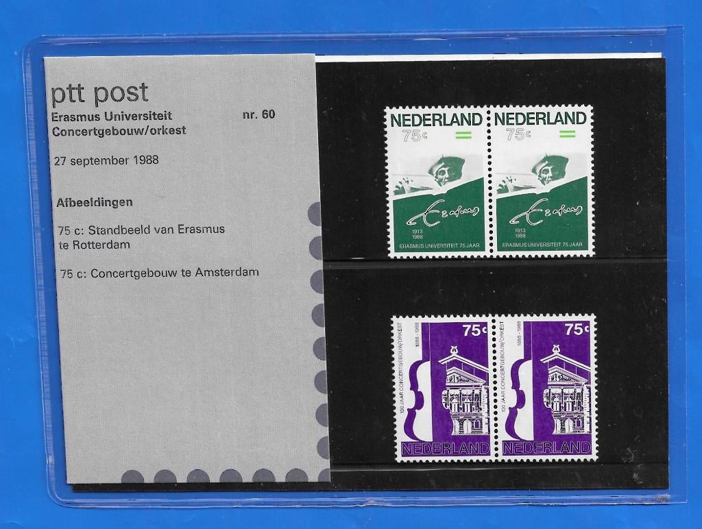 PTT Postmapje 60 - Erasmus Universiteit /Concertgebouworkest, Verzenden, Na 1940, Postfris