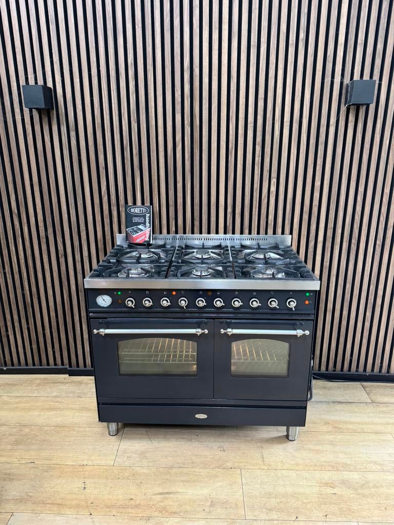 Prachtige Antraciet Boretti Fornuis 100 cm (Gratis bezorgen), 5258sh, Ophalen of Verzenden, Zo goed als nieuw, Energieklasse A of zuiniger