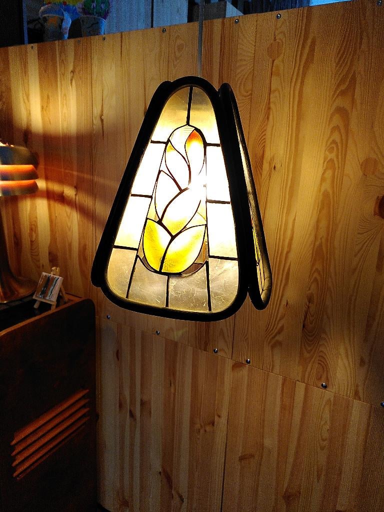 Vintage hanglamp Capiz shell en Rotan, Huis en Inrichting, Lampen | Hanglampen, Gebruikt, Ophalen of Verzenden, Overige materialen