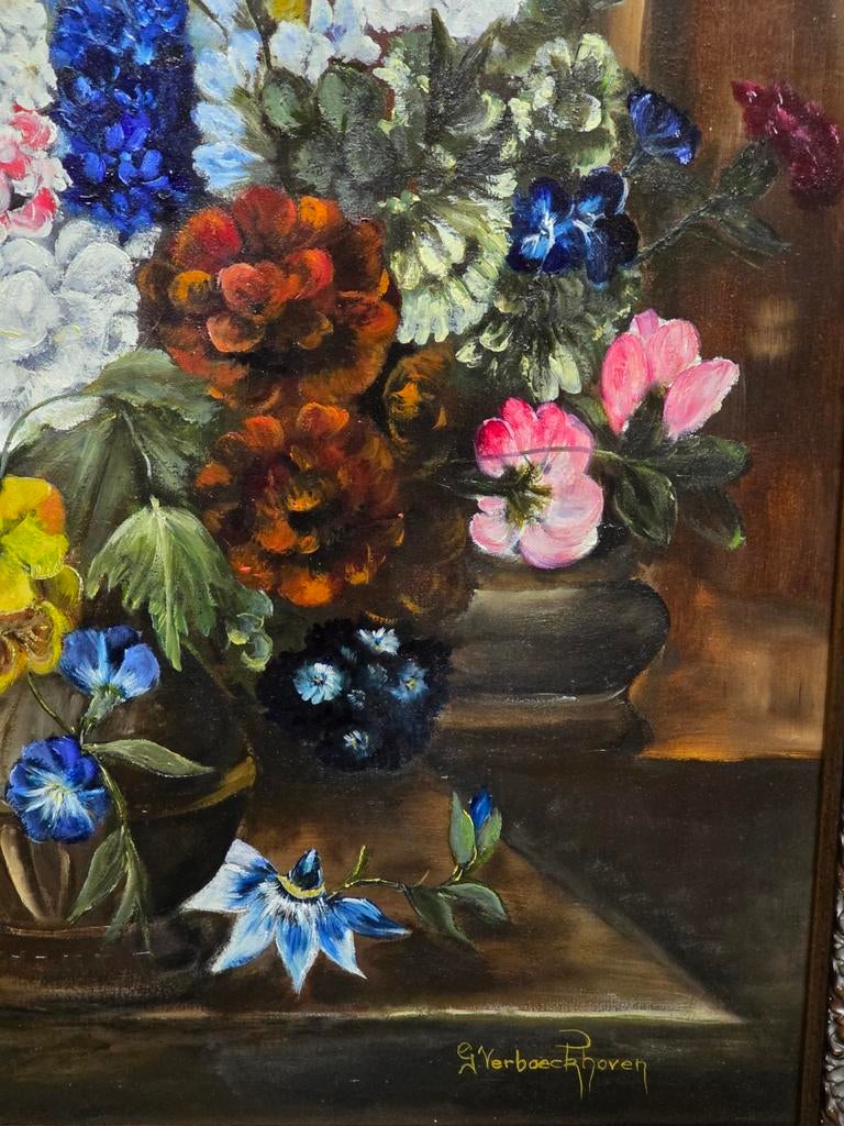 Bloemenstilleven olieverfschilderij, Ophalen of Verzenden