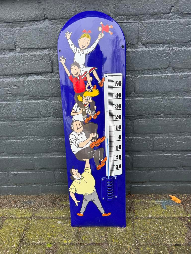 Emaille Suske en Wiske Thermometer - Uitgeverij 1999, Ophalen of Verzenden, Gebruikt, Reclamebord