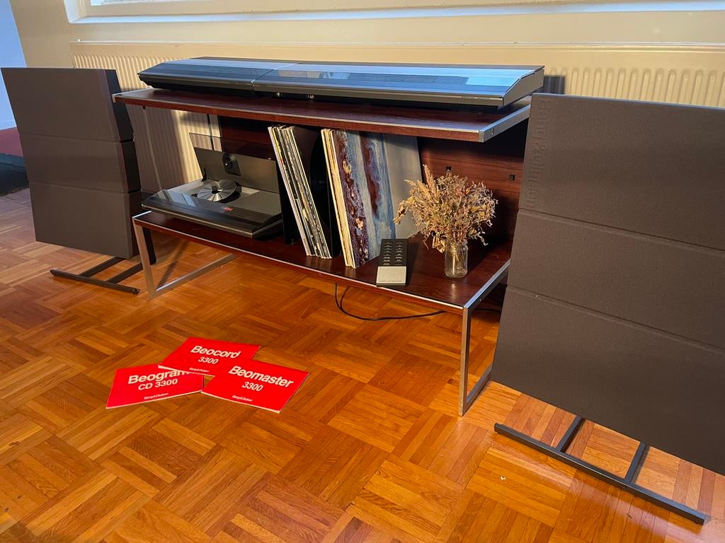 B&O meubel SC17 + complete 3300 set + Terminal + RL45.2, Ophalen, Zo goed als nieuw, Front, Rear of Stereo speakers, Overige merken