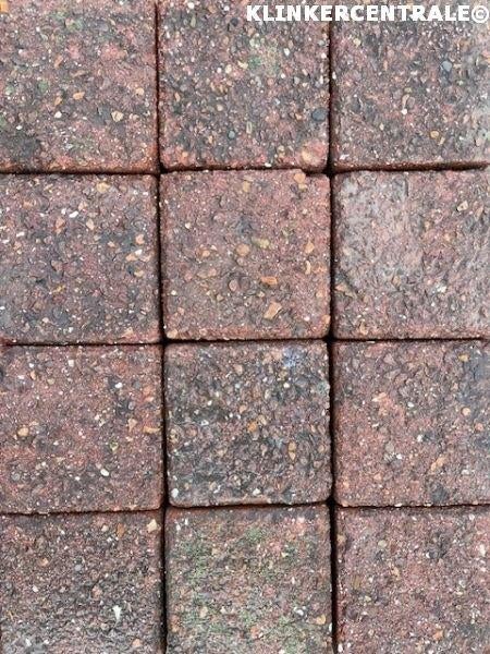 950m2 rood koppel/cobblestones betonklinkers 14x14x7cm dubbe, Tuin en Terras, Bij dit gebruikte product niet meer te achterhalen.