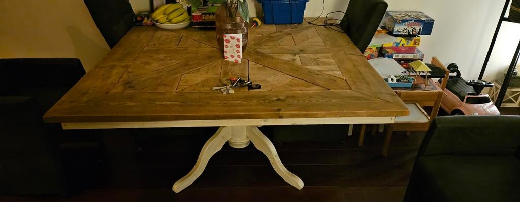 Houten eetkamertafel - Jorg, Ophalen, 150 tot 200 cm, Vierkant, Landelijk