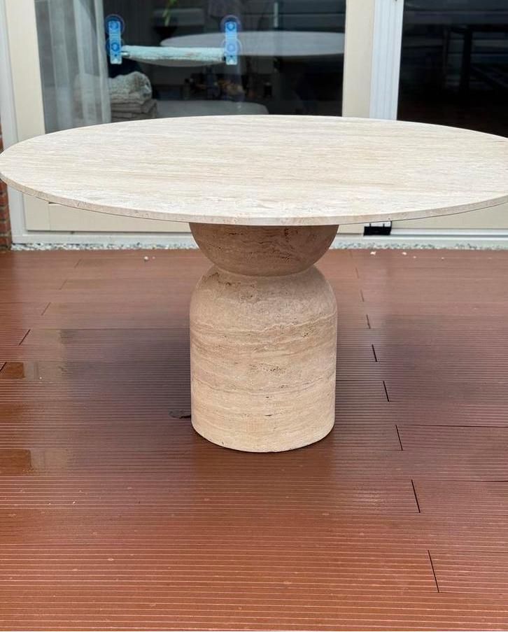 Travertin rond eettafel nieuw 140 cm en 120 cm, 100 tot 150 cm, Rond, Nieuw, Ophalen of Verzenden