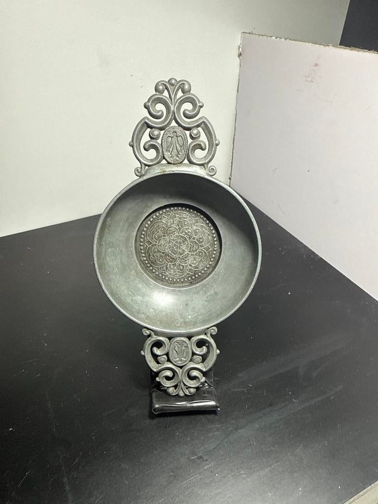 Antieke Duitse Tinnen Kom met Handgrepen, Antiek en Kunst, Antiek | Tin, Ophalen of Verzenden