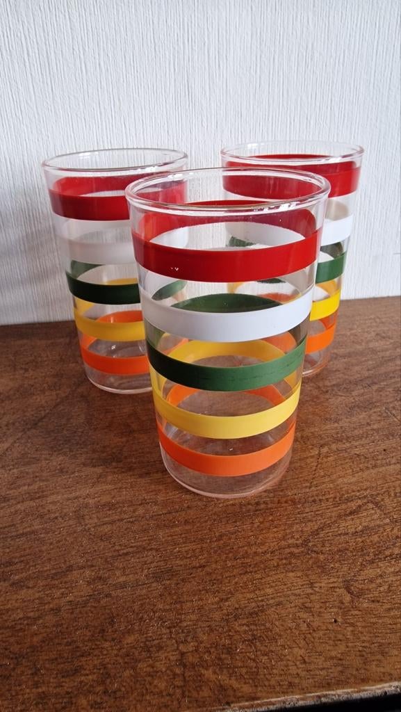 Vintage Anchor Hocking Fiesta Glazen - Mid-Century, Huis en Inrichting, Keuken | Servies, Glas of Glazen, Gebruikt, Ophalen of Verzenden