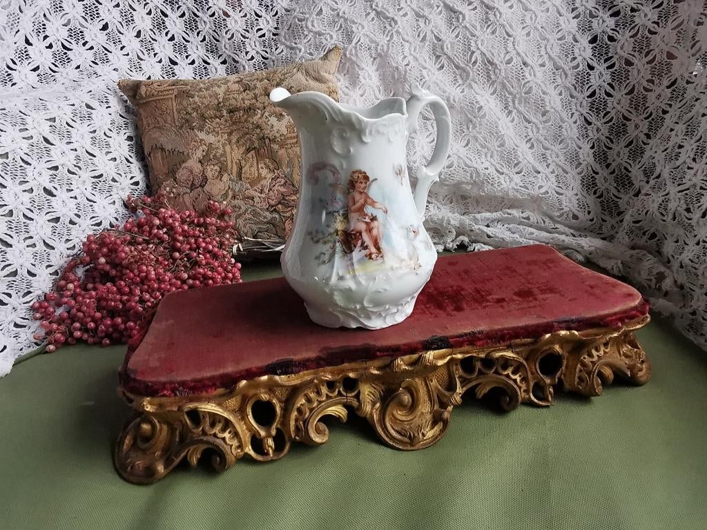 Oud melkkannetje met engel en duiven 14hoog ongemerkt Miekje, Antiek en Kunst, Antiek | Porselein, Ophalen of Verzenden