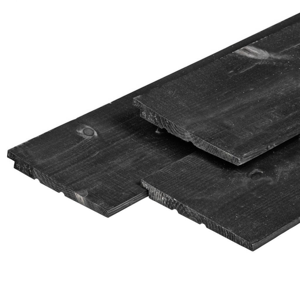 Zweeds rabat – zwart gespoten – 22x195 mm  - FSC, Ophalen, Nieuw, 250 cm of meer, Planken