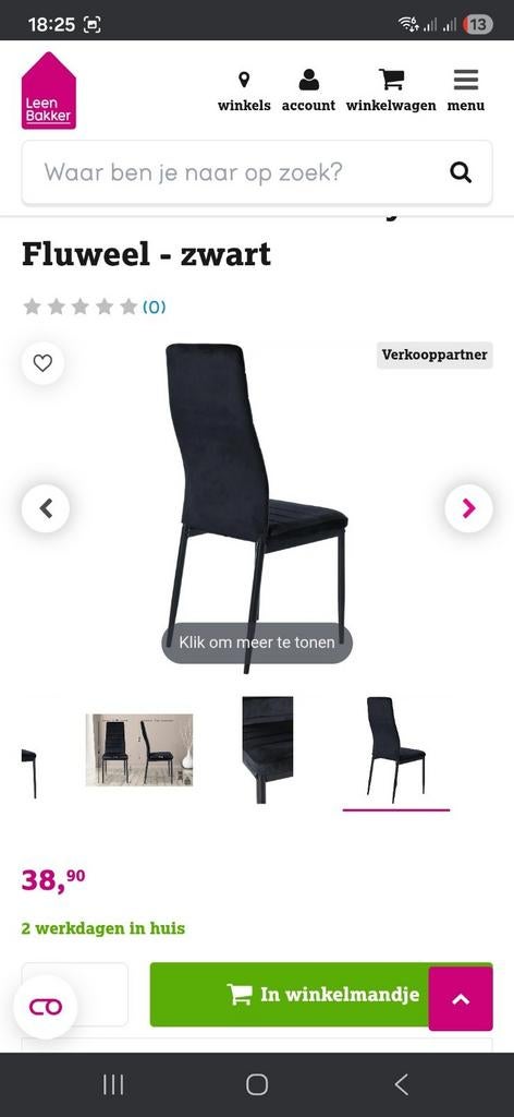 4 Leen Bakker stoelen, Huis en Inrichting, Ophalen, Nieuw, Zwart, Twee
