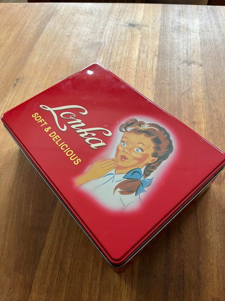 Vintage Lonka Koektrommel, Ophalen of Verzenden, Gebruikt, Koek(jes), Overige merken
