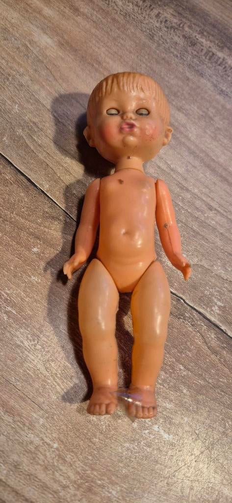 Oud brocante poppetje - 14 cm, Ophalen of Verzenden