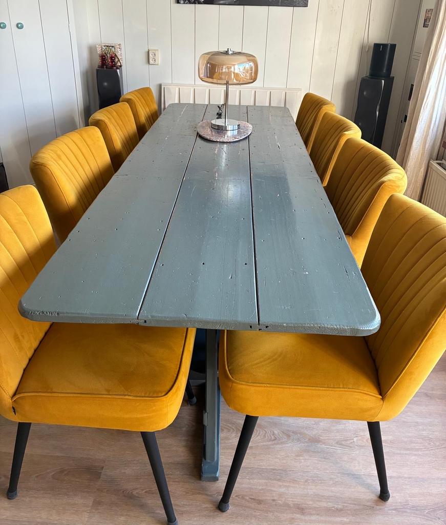 Handgemaakte tafel (260x87x75), Huis en Inrichting, Tafels | Eettafels, Gebruikt, 50 tot 100 cm, 200 cm of meer, Vijf personen of meer