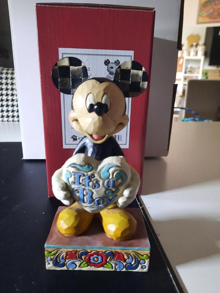 Disney traditions Mickey Mouse It"s A Boy, Ophalen of Verzenden, Mickey Mouse, Zo goed als nieuw, Beeldje of Figuurtje