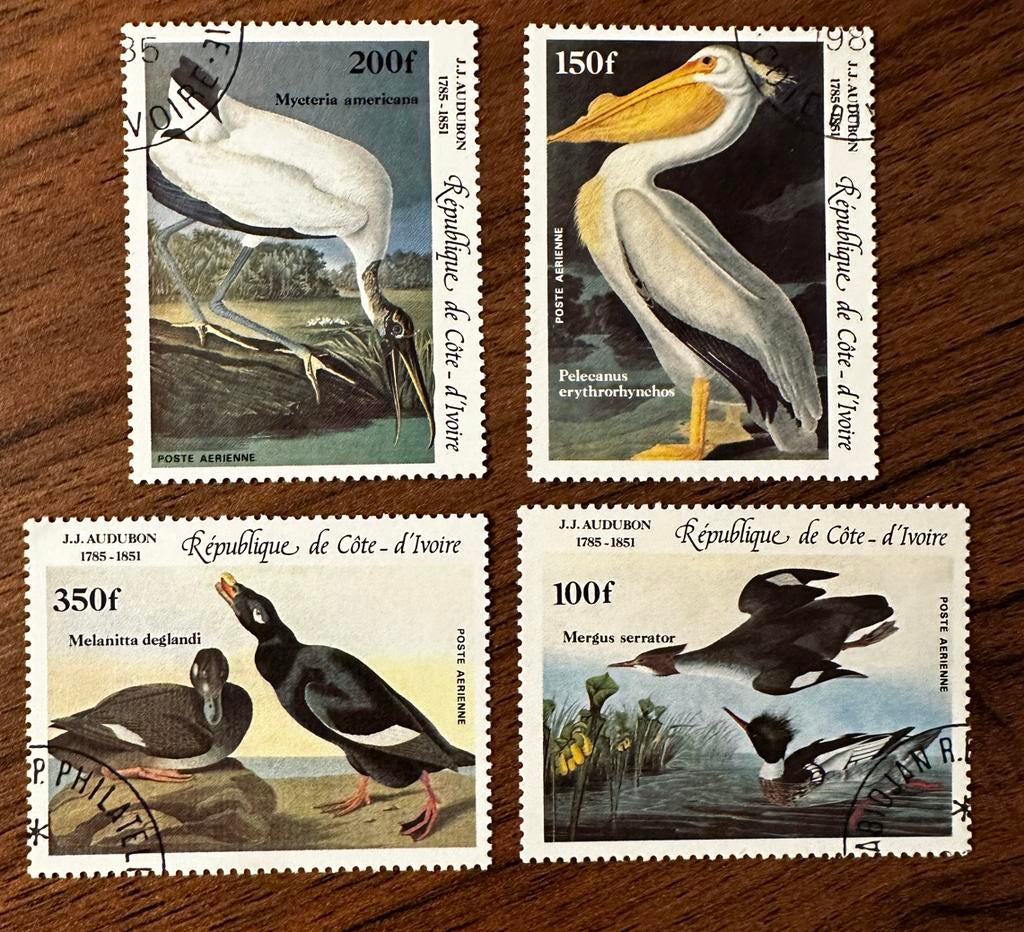 Ivoorkust 1985 Vogels pelikaan ooievaar - Gestempeld, Ophalen of Verzenden, Overige landen, Gestempeld