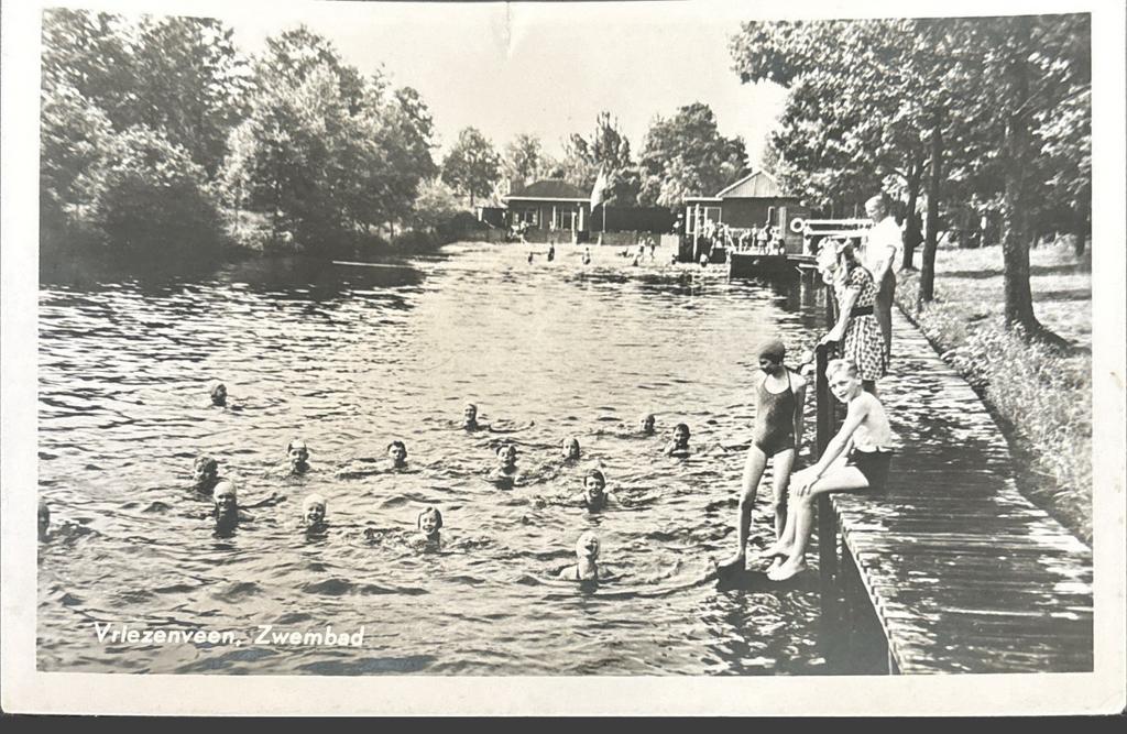 Vriezenveen, zwembad, Verzenden, 1940 tot 1960, Gelopen, Overijssel