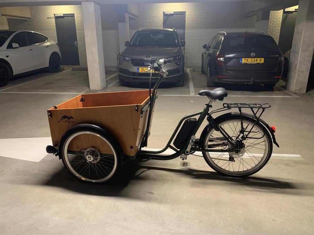 Elektrische Bakfiets Cangoo Easy 26 inch Army Green, Ophalen of Verzenden, Zo goed als nieuw, 4 kinderen of meer