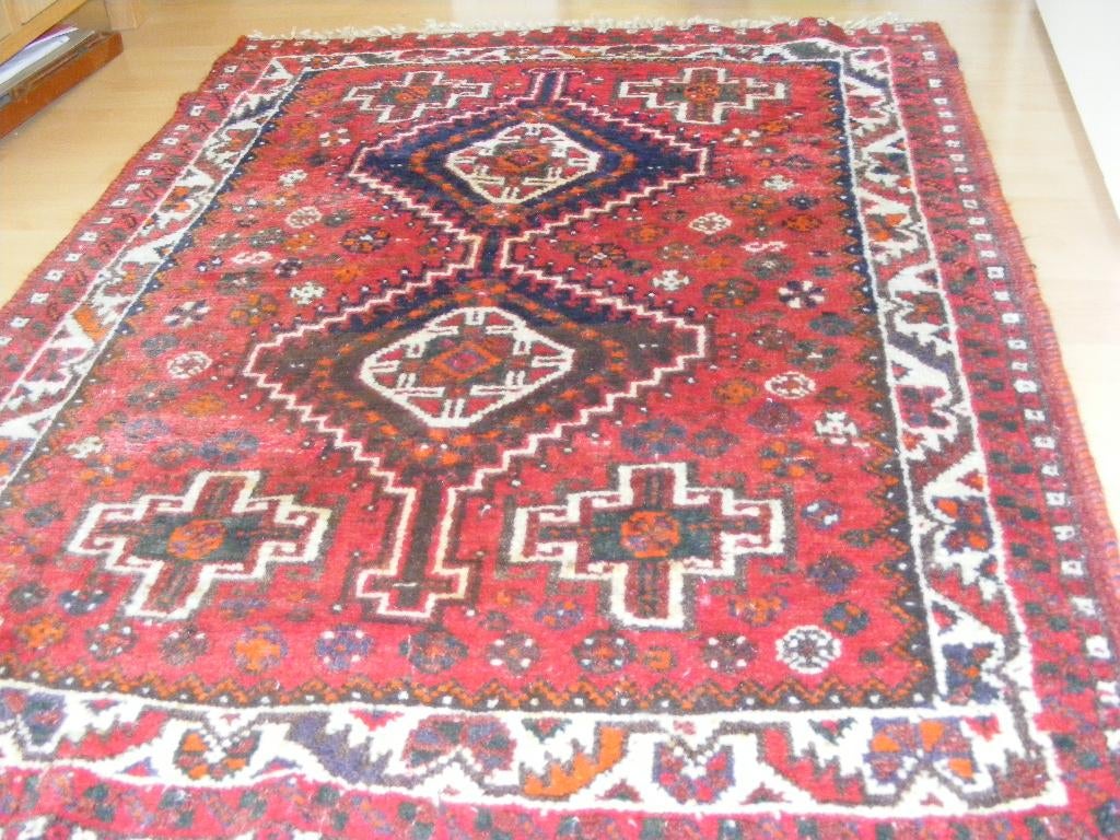 Handgeknoopt Perzisch Tapijt shiraz-iran Maat:1.15X1.52., 100 tot 150 cm, Verzenden, Zo goed als nieuw, Rechthoekig