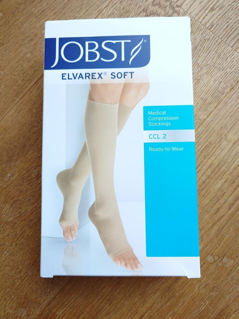 Jobst Elvarex soft compressiekousen CCL2, Sokken en Kniesokken, Jobst, Beige, Nieuw
