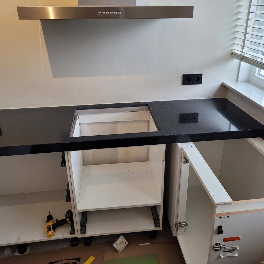 Mooi zwart marmeren keukenblad, Ophalen, Zwart, Graniet of Steen, Enkelwandige keuken