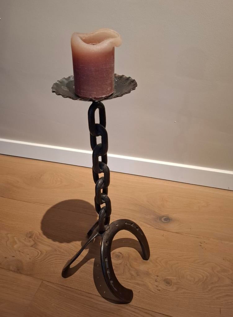 Kandelaar met hoefijzer, Antiek en Kunst, Ophalen, Overige materialen