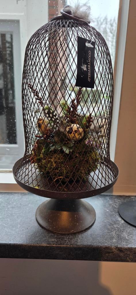 Gaas stolp countryfi met mos, eitjes en veertjes - 35cm hoog, Ophalen of Verzenden, Nieuw
