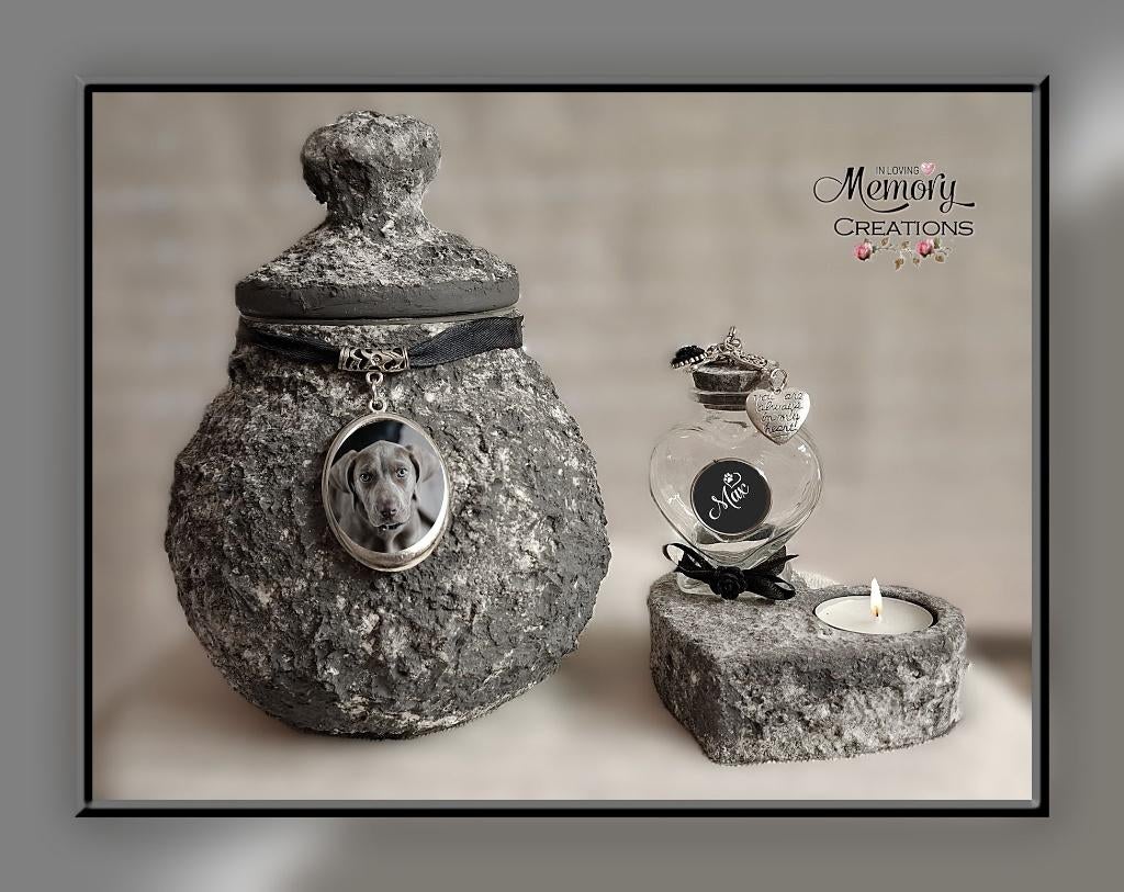 Handmade urnen setjes voor dieren met foto en bewaarflesje., Dieren en Toebehoren, Honden-accessoires, Ophalen of Verzenden, Nieuw