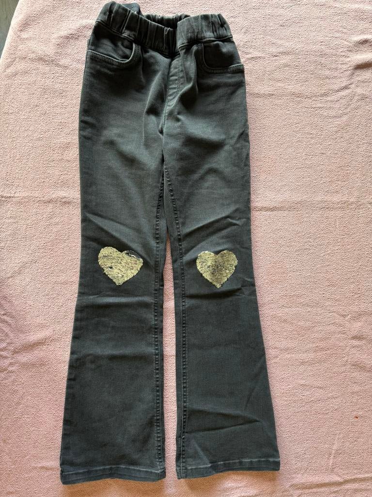 Meisjes flared broek jeans zwart 140, Ophalen of Verzenden, Zo goed als nieuw, Meisje, Broek