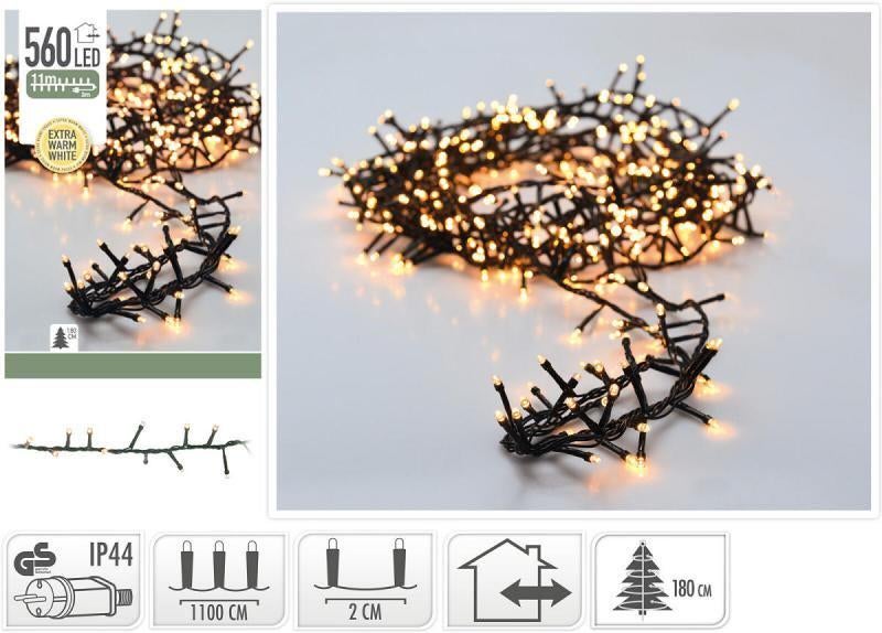 Kerstverlichting 560 LED MicroCluster 11 Mtr Wam Wit - IP44, Ophalen, Nieuw