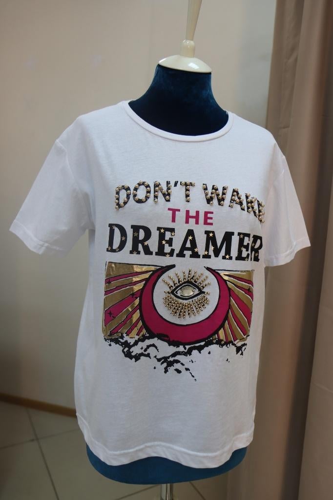 Katoenen T-shirt met decoratieve print, Turkije, Maat 38/40 (M), Wit, Nieuw, Ophalen of Verzenden