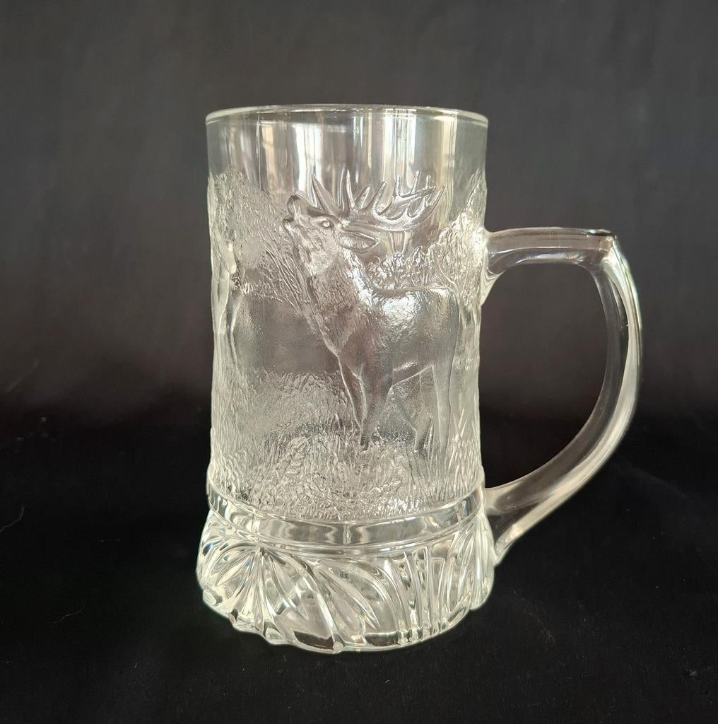 Vintage "Herten" Bierglas  Cristal D'Arques, Verzamelen, Ophalen of Verzenden, Zo goed als nieuw, Bierglas