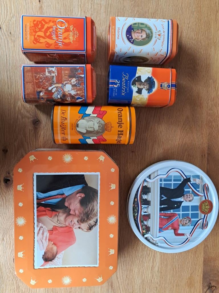 Blikken 5x  de ruijter oranje hagel verkade amalia koek blik, Ophalen of Verzenden, Nieuw, Overige, Overige merken