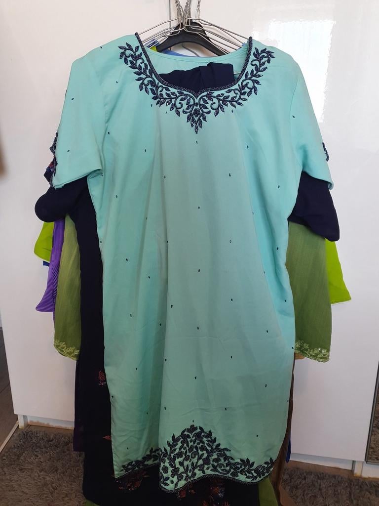 Indiaase Pakistaanse jurk met broek, Blauw, Ophalen of Verzenden, Zo goed als nieuw, Maat 36 (S)