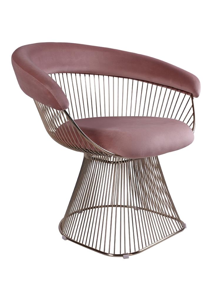 OHNO Wire Chair Armleunstoel - Roze, Huis en Inrichting, Niet ingevuld, Overige materialen, Overige kleuren, Niet ingevuld