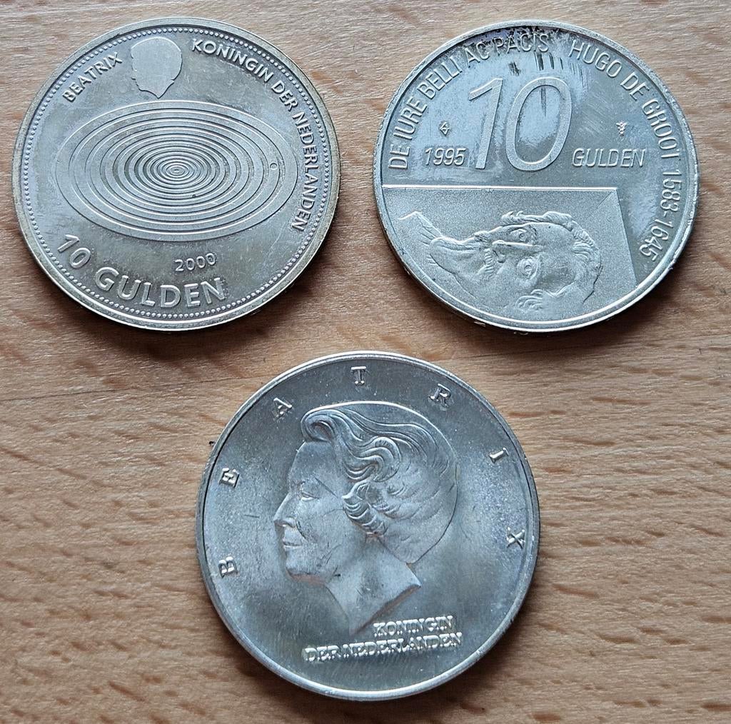 3 Zilveren Beatrix tientjes., Ophalen of Verzenden, Koningin Beatrix, 10 gulden, Zilver