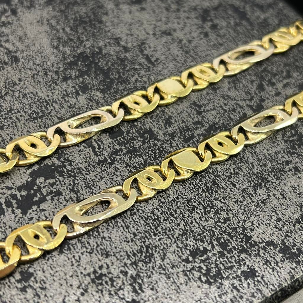 18 karaat gouden ketting massief valkenoog schakel, Ophalen of Verzenden, Zo goed als nieuw, Goud