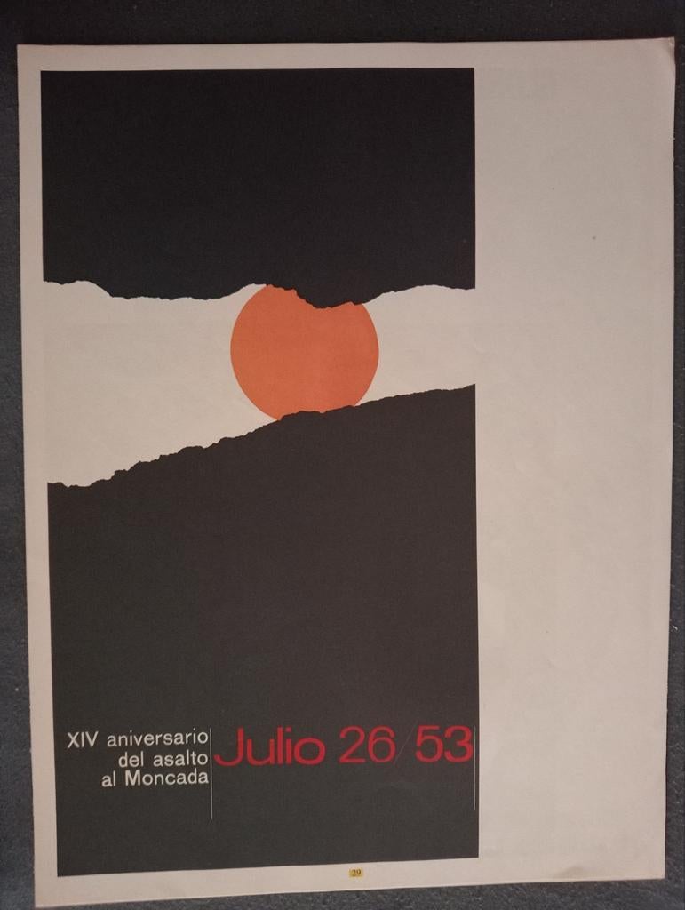 Poster: XIV Aniversario Asalto al Moncada, Verzamelen, Ophalen of Verzenden, A1 t/m A3, Overige onderwerpen, Rechthoekig Staand