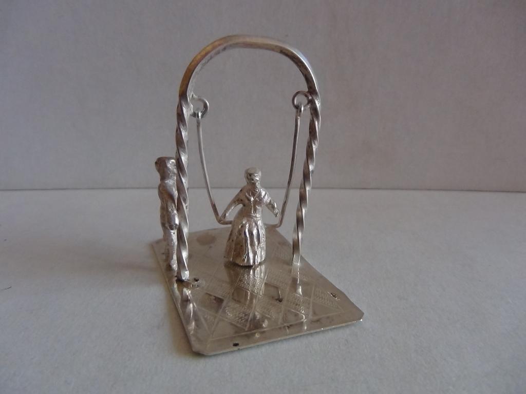 Miniatuur zilver EY9 schommel man vrouw zilveren miniaturen, Verzenden, Zilver