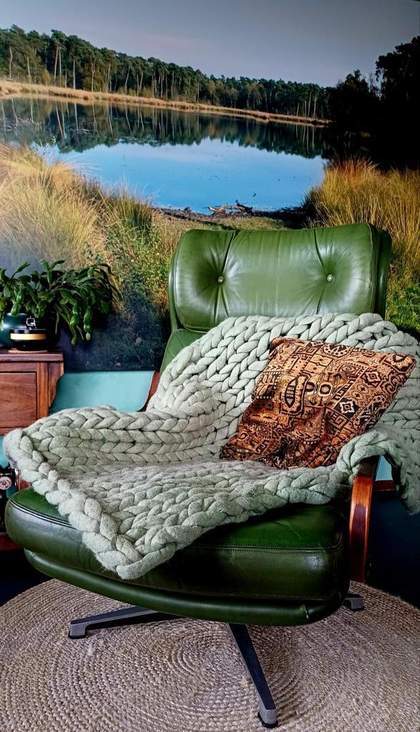 Wol, vilt handgemaakt gebreid plaid / kleed / deken, Ophalen, Zo goed als nieuw