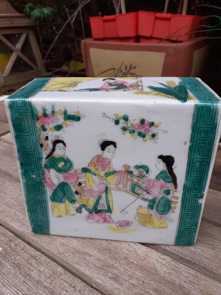 Antieke Chinese Hoofdsteun, Handbeschilderd, Ophalen of Verzenden