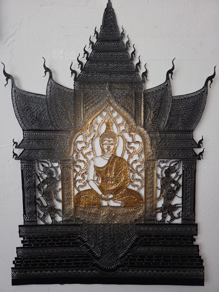 Handgemaakte Boeddha tempel Thailand, pagode & yaksha – leer, Ophalen of Verzenden