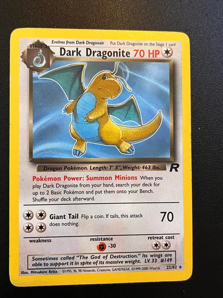 Dark Dragonite Team Rocket Rare 22/82 Pokémon kaart, Verzenden, Zo goed als nieuw, Losse kaart