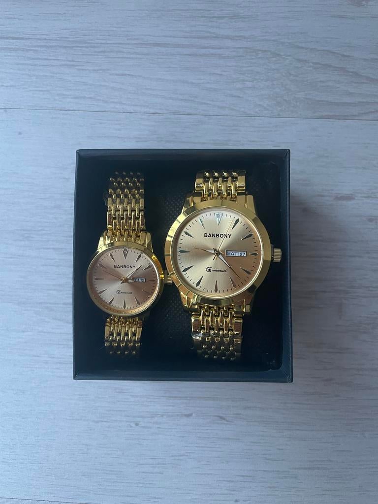 Luxe matching horloges (Goud), Sieraden, Tassen en Uiterlijk, Horloges | Heren, Overige merken, Verzenden, Polshorloge, Nieuw