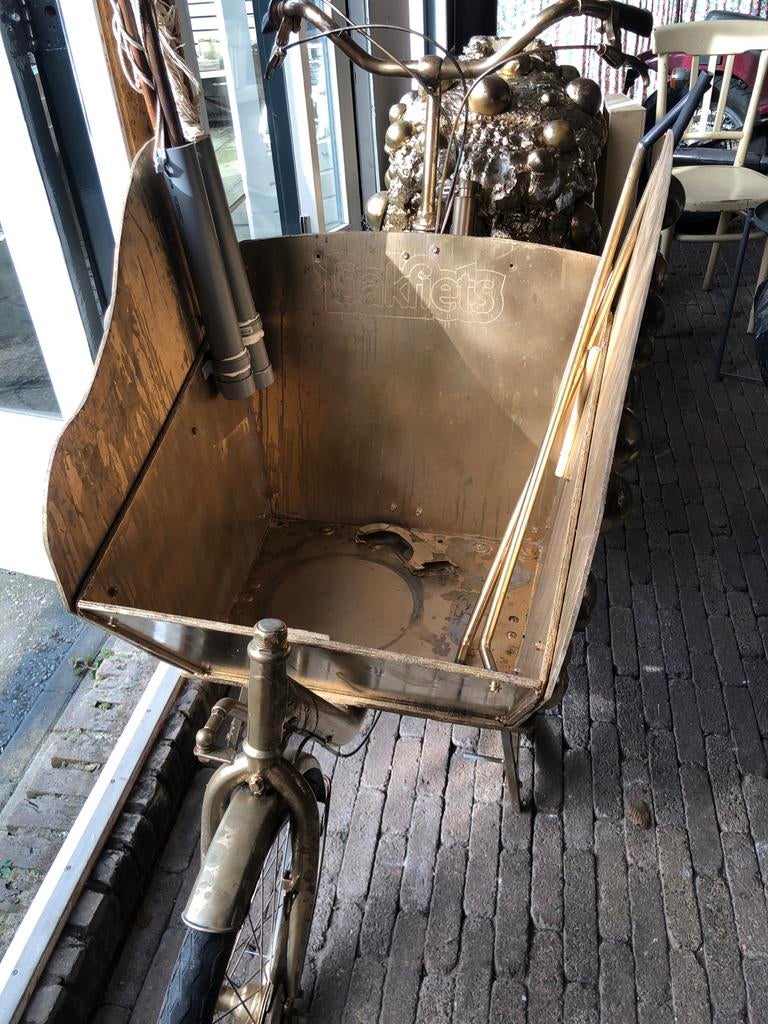 Unieke Gouden Bakfiets - Kunstobject, Ophalen of Verzenden, Gebruikt, Goederen, Overige merken