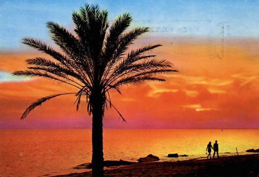Tenerife - zonsondergang, Ophalen of Verzenden, 1960 tot 1980, Gelopen, Spanje