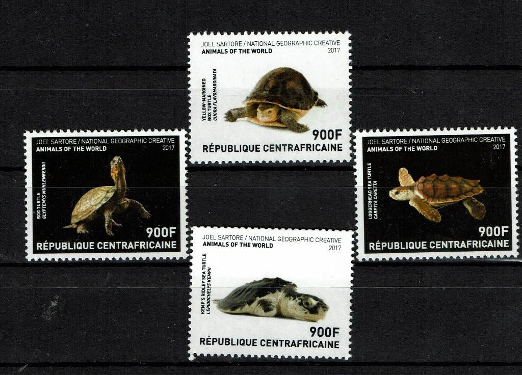 C.AFRIKA 2017 PF SERIE SCHILDPADDEN REPTIELEN TURTLES, Ophalen of Verzenden, Postfris, Dier of Natuur