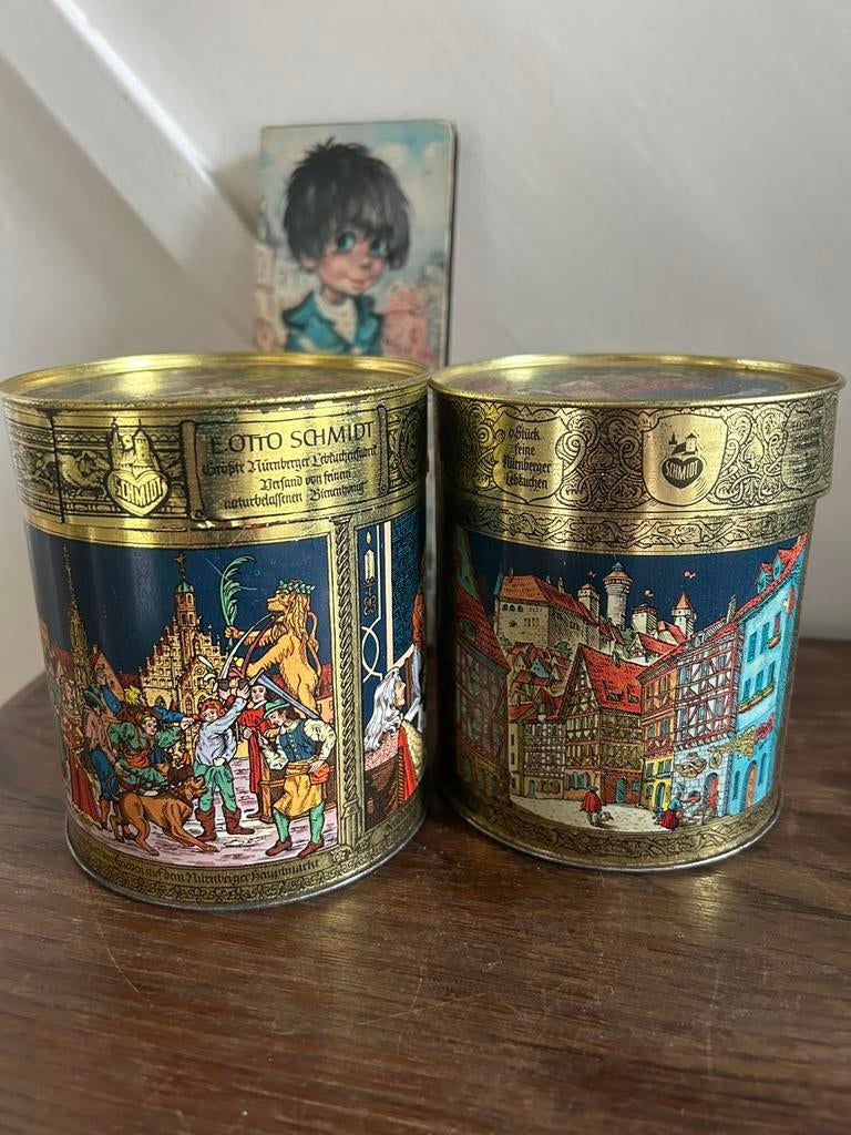 2 vintage E Otto Schmidt peperkoek blikken, Verzamelen, Blikken, Ophalen of Verzenden, Gebruikt, Overige, Overige merken