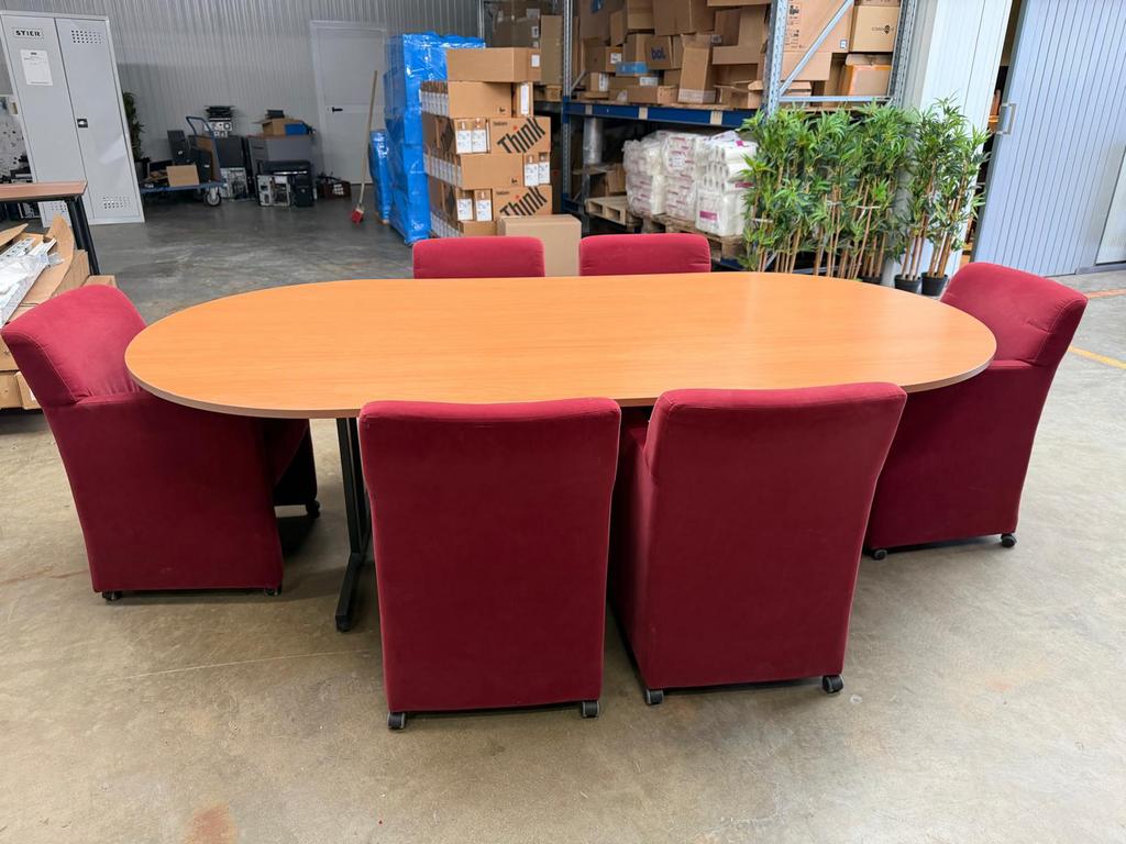 Vergader / kantoor tafel met 6 stoelen, Ophalen, Gebruikt, Geen, Geen